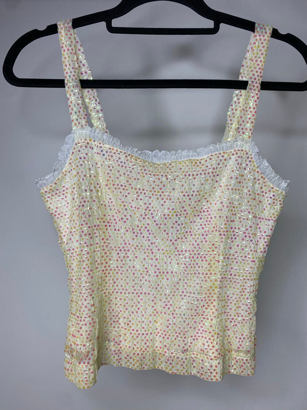 VTG Lucry Di Lorenzini Cami Top Sequin Bright Fairy Whimsy Boho Women's 44 M